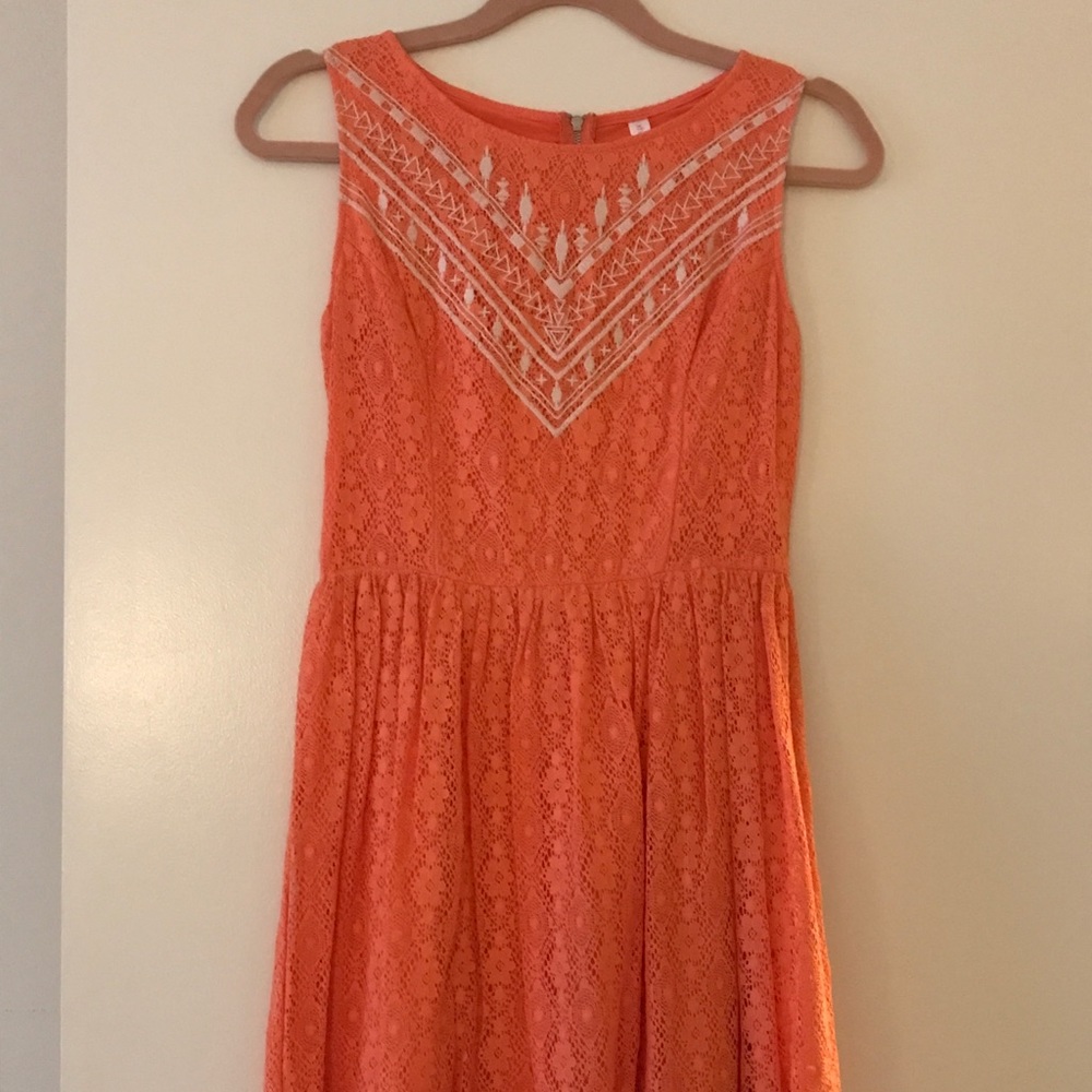 Orange & white detail dress